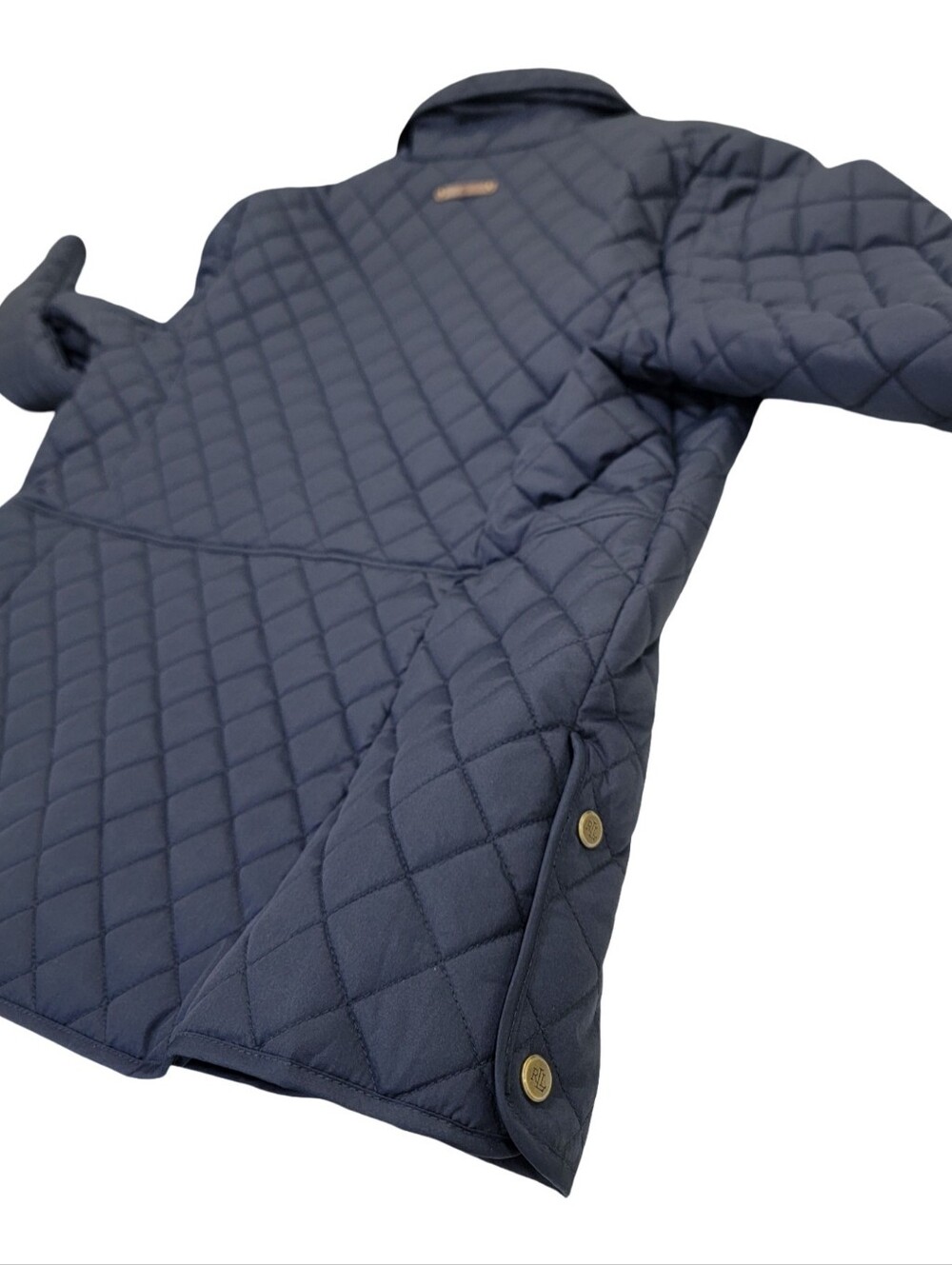 NWT Lauren Ralph Lauren Navy Quilted Jacket Crest Lightweight Coat Women’s 1X - Picture 10 of 17